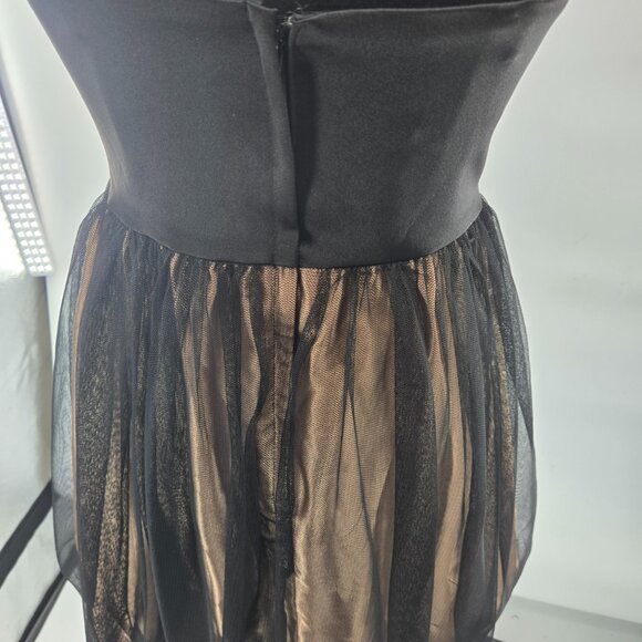 Jessica McClintock for Gunne Sax Black Gold V-Neck Mini Dress Juniors 5 - Picture 2 of 10